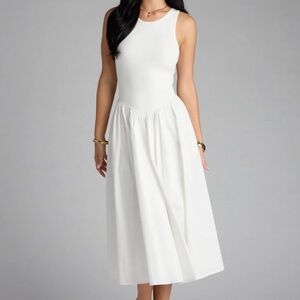 Windsor Romantic Sunny Days Crew Neck Poplin Midi Dress